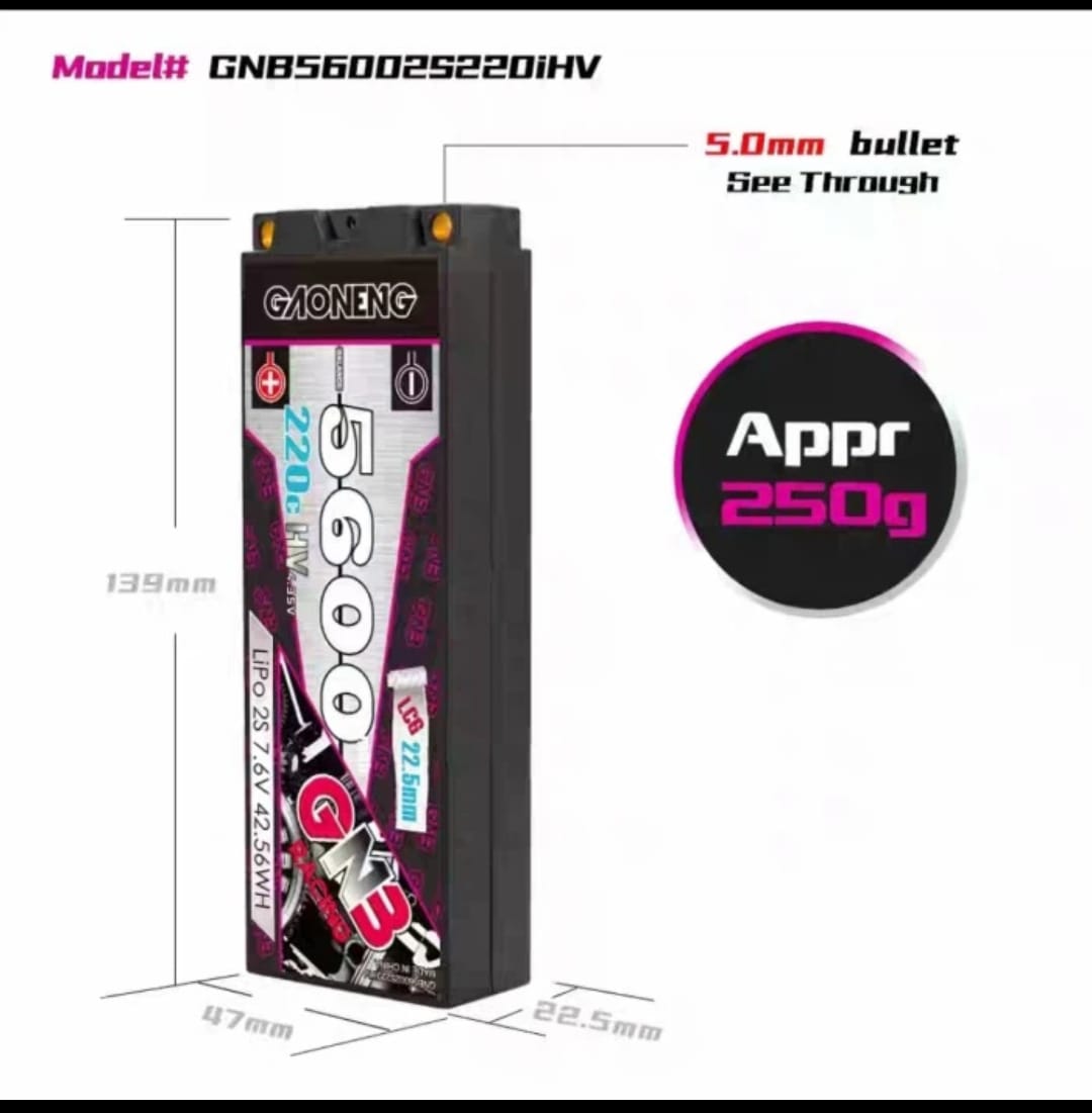 Gaoneng Li-HV 2s 5600mah 220c 7.6v 42.56wh