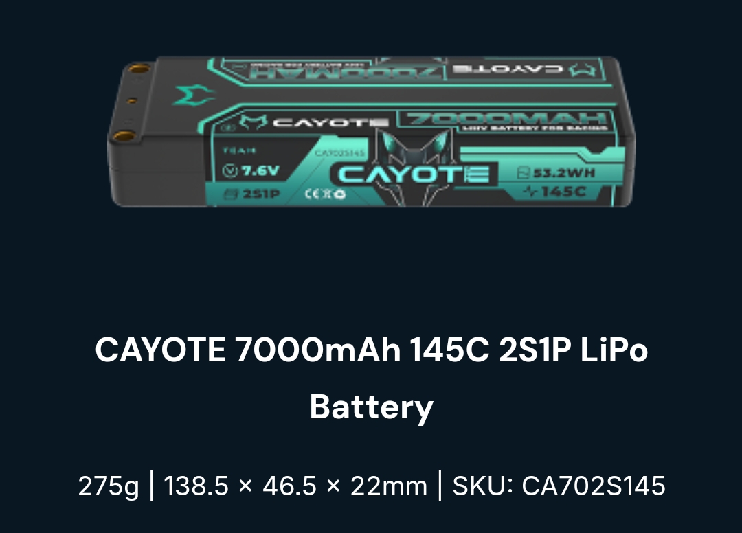 cayote Li-hv 2s1p 7.6v 7000mah 145c 53.2wh